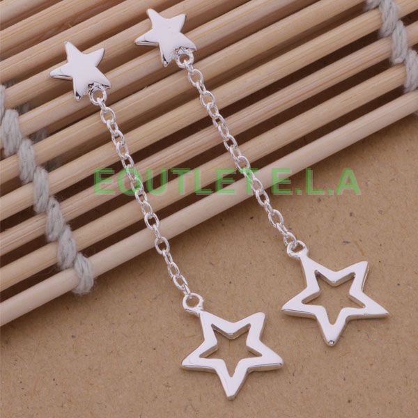48mm CUTE STARS SILVER DANGLE EARRINGS